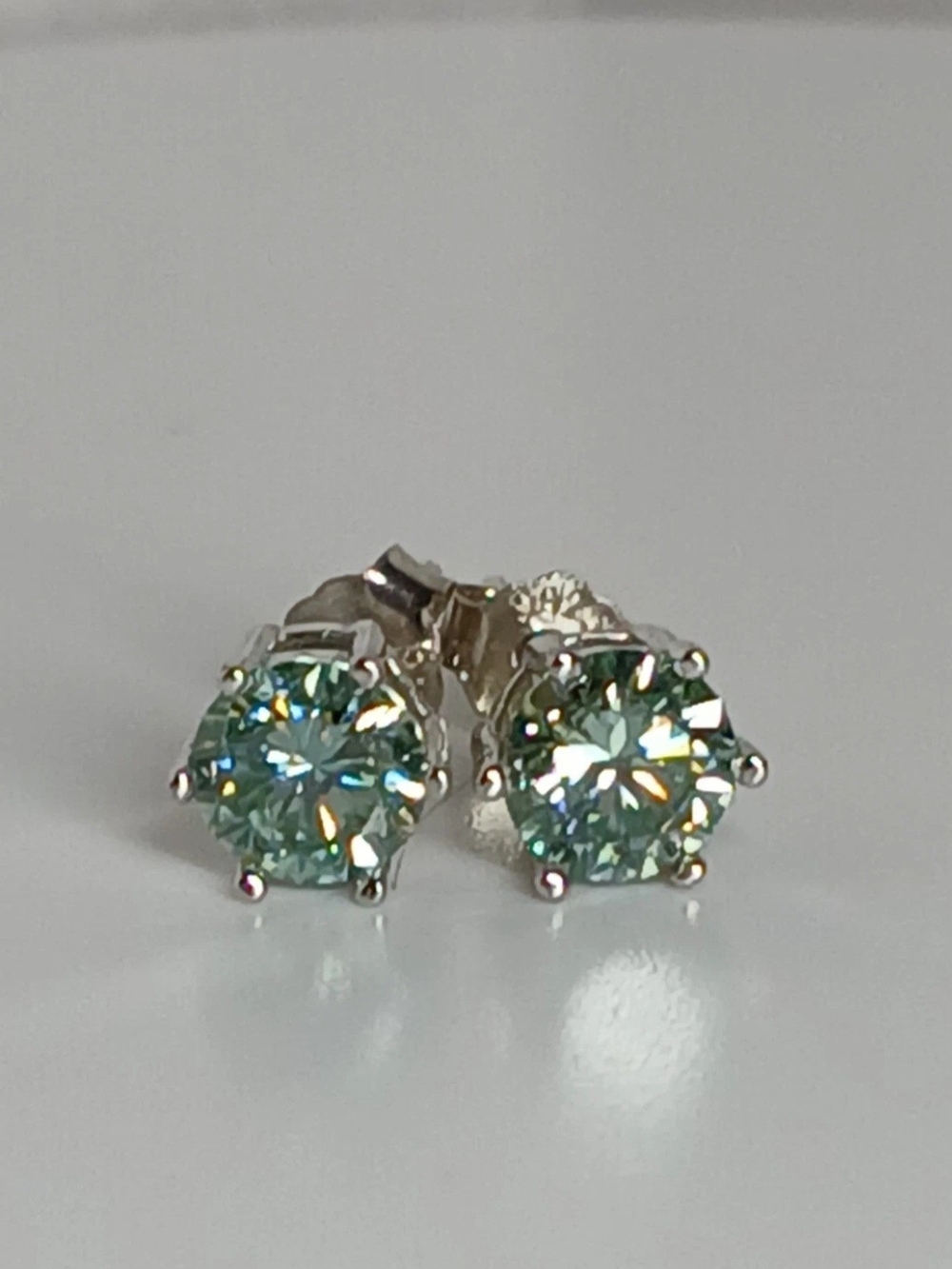Sterling Silver Blue Moissanite Earrings